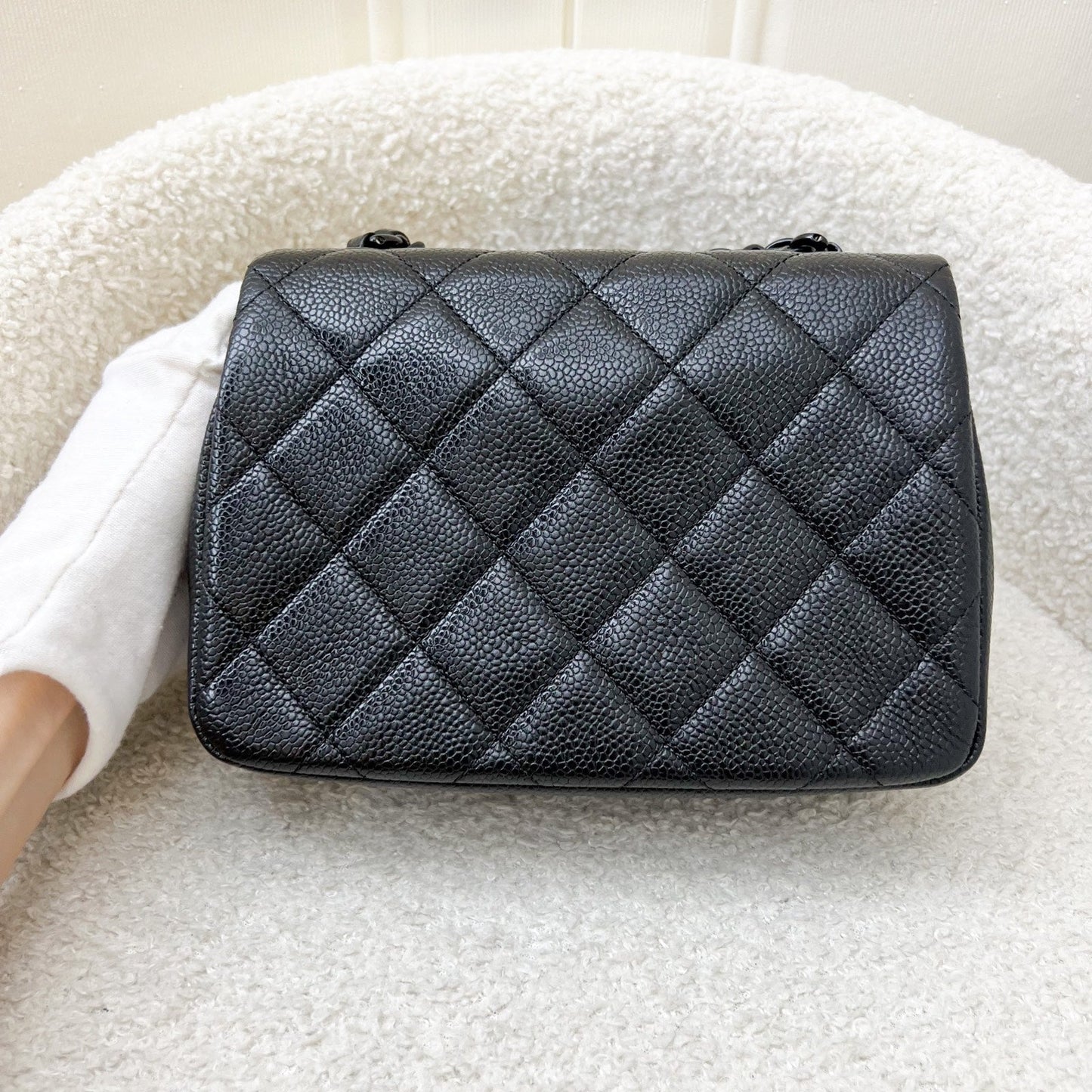 Chanel Incognito So Black Square Mini Flap in Black Caviar and BHW Accessory