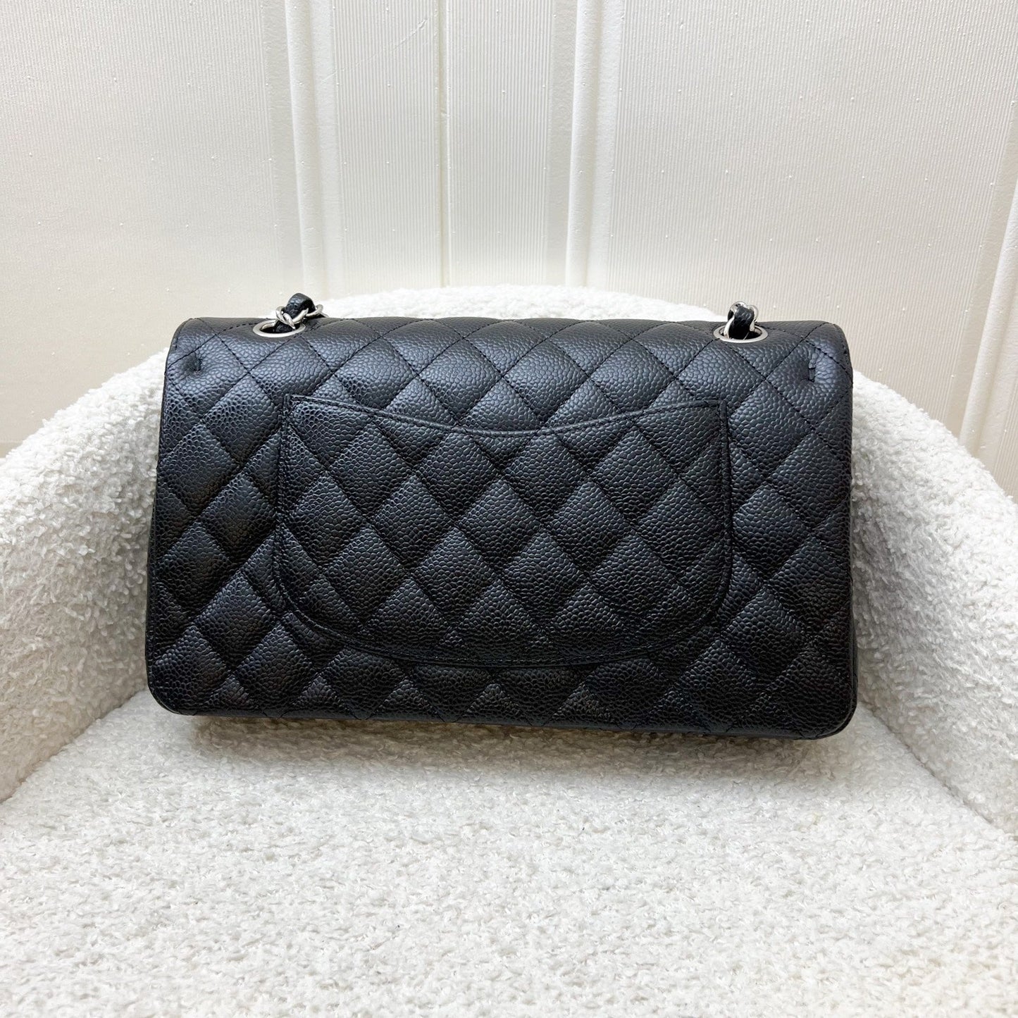 Medium Classic Flap CF in Black Caviar and SHW (Model: ) Accessory Refined