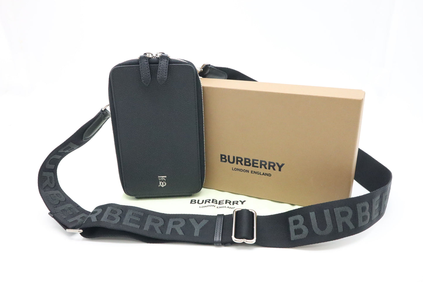 Burberry Phone Bag In Leather Black Travel Bag