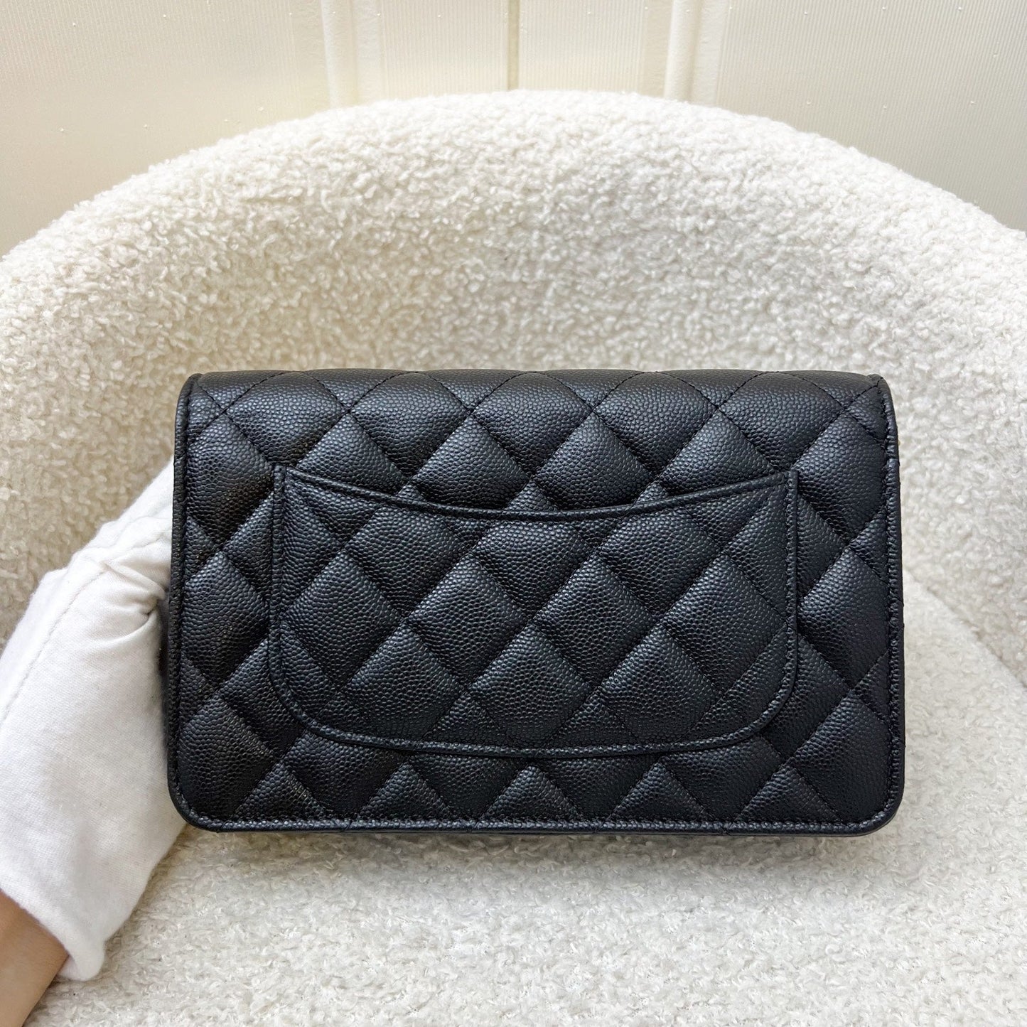 Chanel Camellia Flower Wallet on Chain WOC in Black Caviar and AGHW () Bag