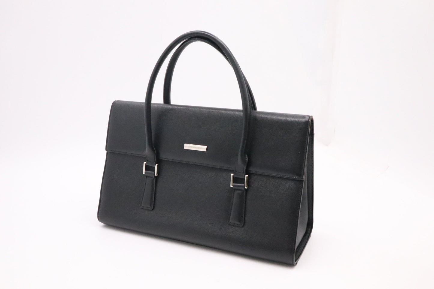 Burberry Handbag In Leather Black Travel Bag
