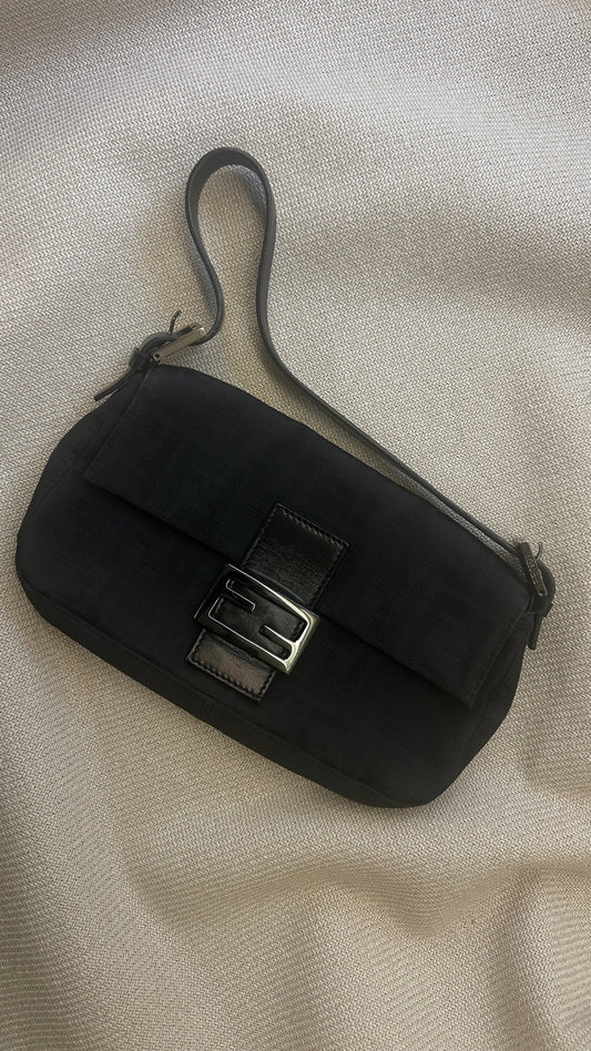 Fendi Baguette Bag Zucca Canvas Black Shoulder Bag