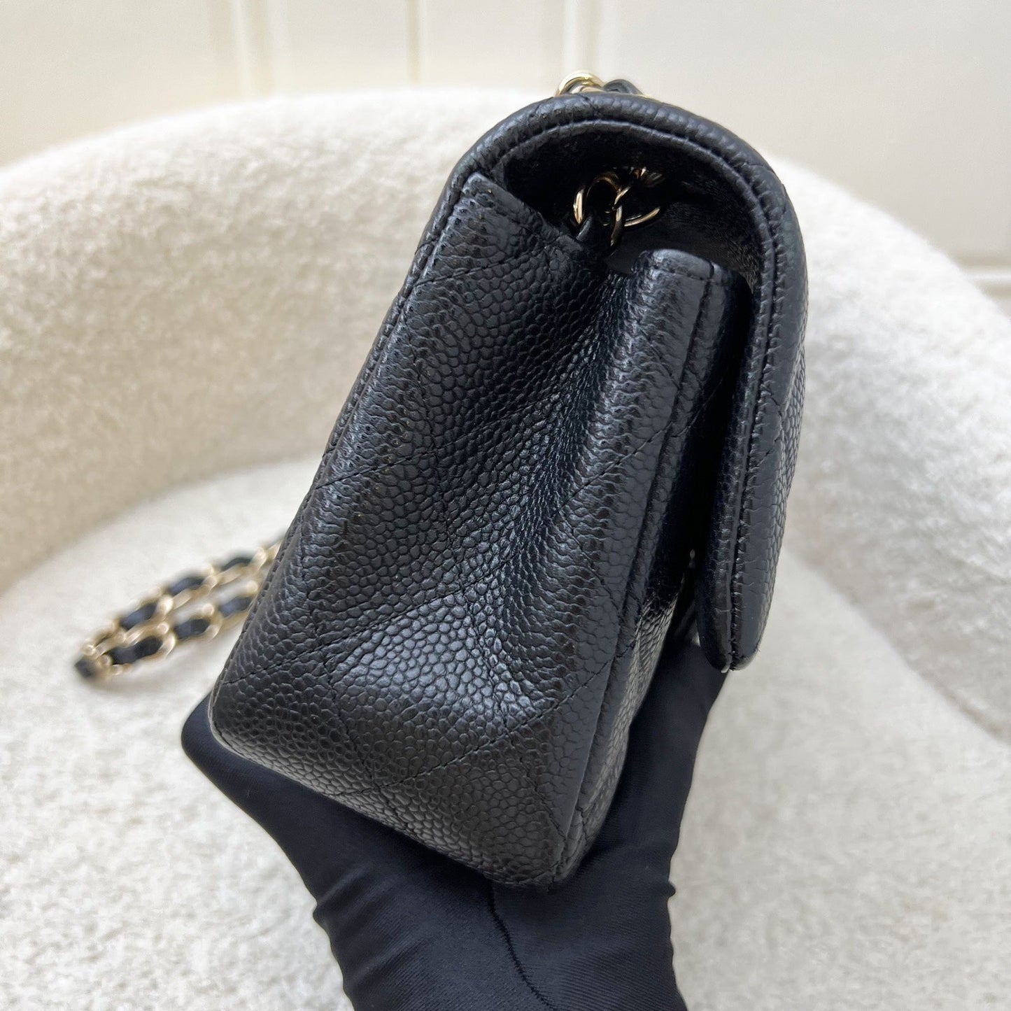 Chanel Classic Mini Rectangle Flap in Black Caviar and GHW Accessory
