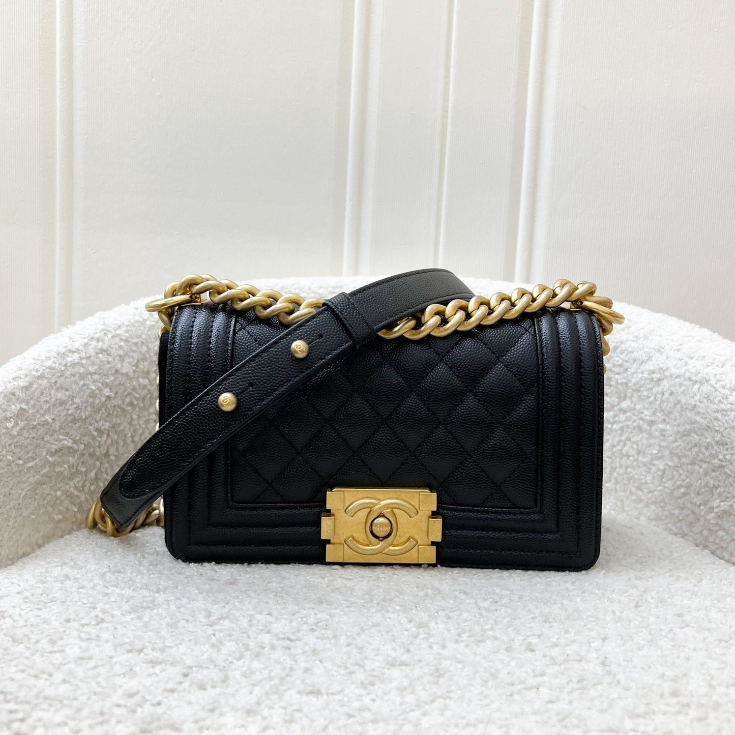 Chanel Small Boy Flap in Black Caviar and AGHW () Accessory