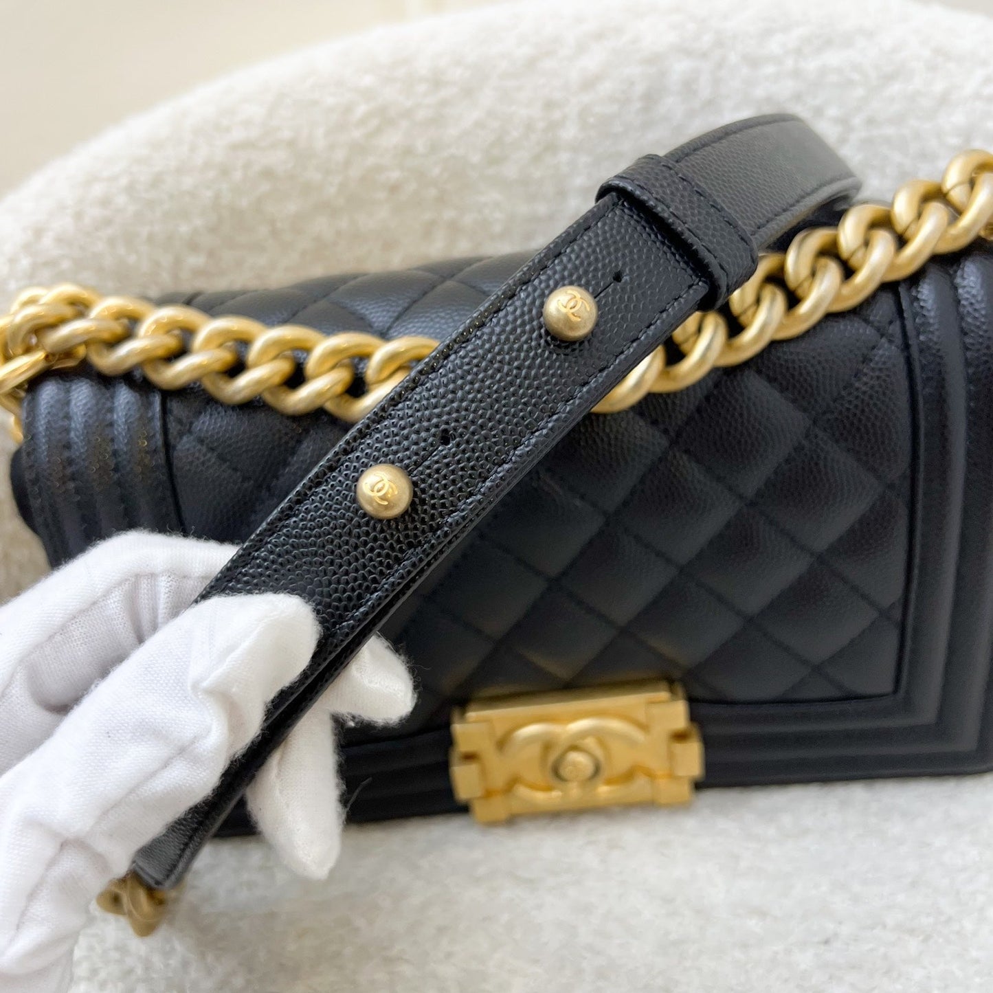 Chanel Small Boy Flap in Black Caviar and AGHW () Accessory