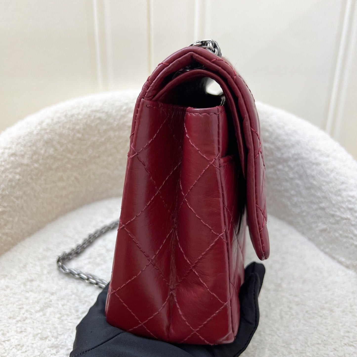 Chanel 2.55 Reissue Large 226 Flap in Dark Red Distressed Calfskin and RHW Accessory