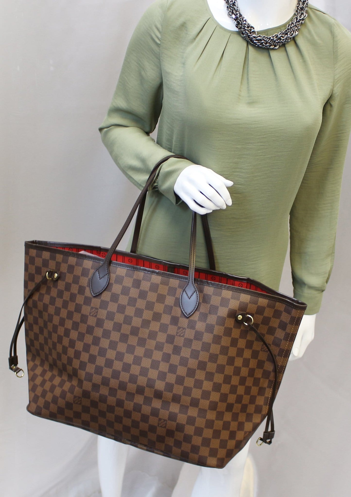 Louis Damier Ebene Neverfull Gm Tote Bag Shoulder Bag