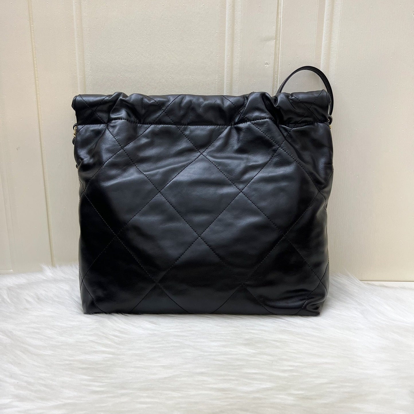 22 Small Hobo Bag in Black Calfskin and AGHW Signature