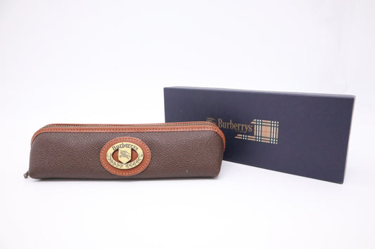 Burberry Pen Case In Handbag Leather Brown Travel Bag