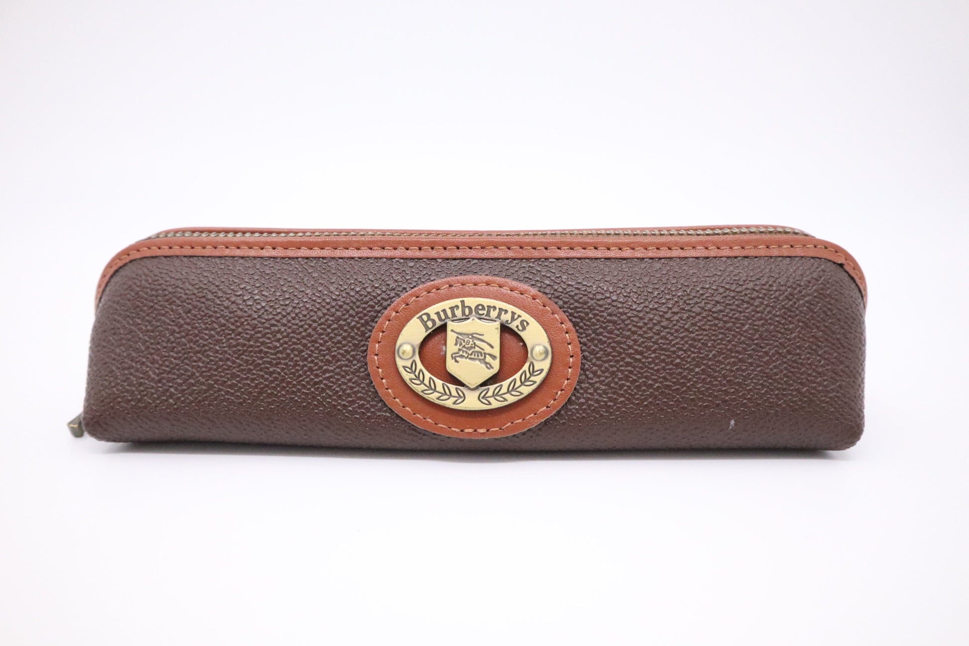 Burberry Pen Case In Handbag Leather Brown Travel Bag