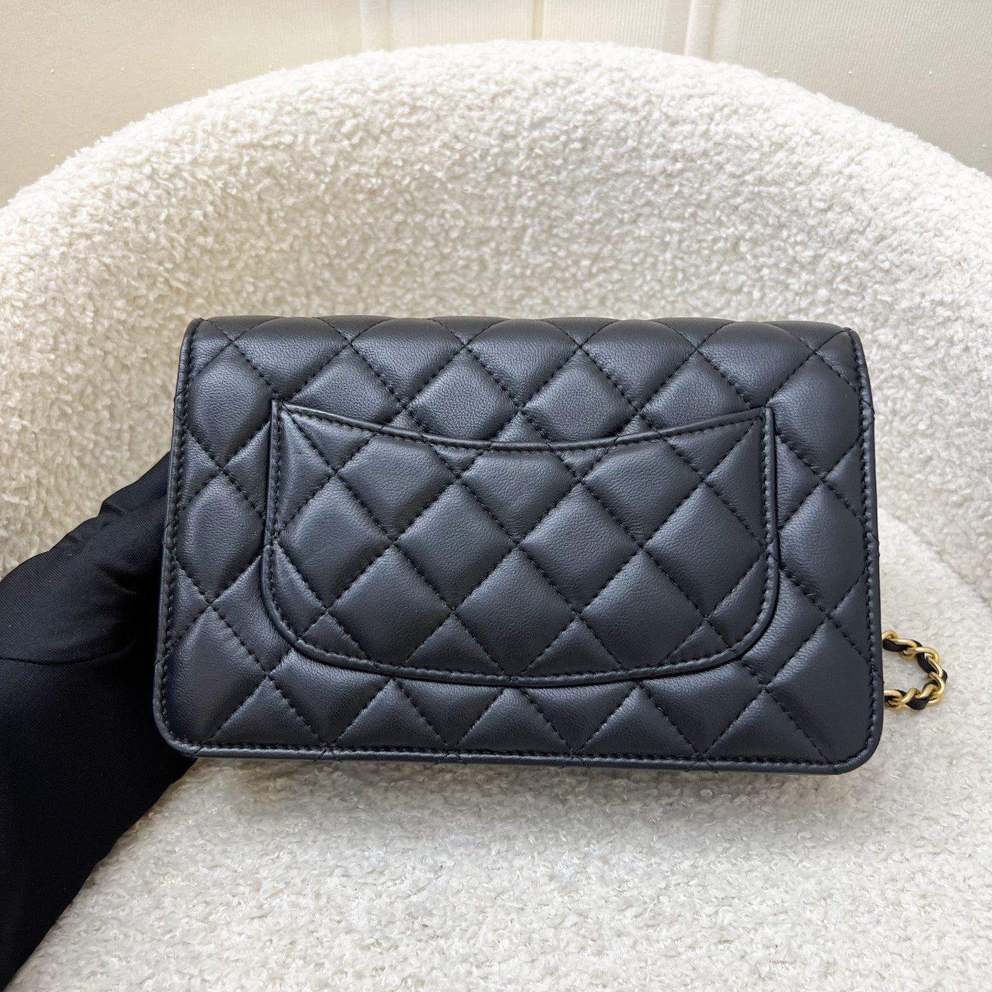 Chanel Pearl Crush Wallet on Chain WOC in Black Lambskin and AGHW (Model: ) Bag