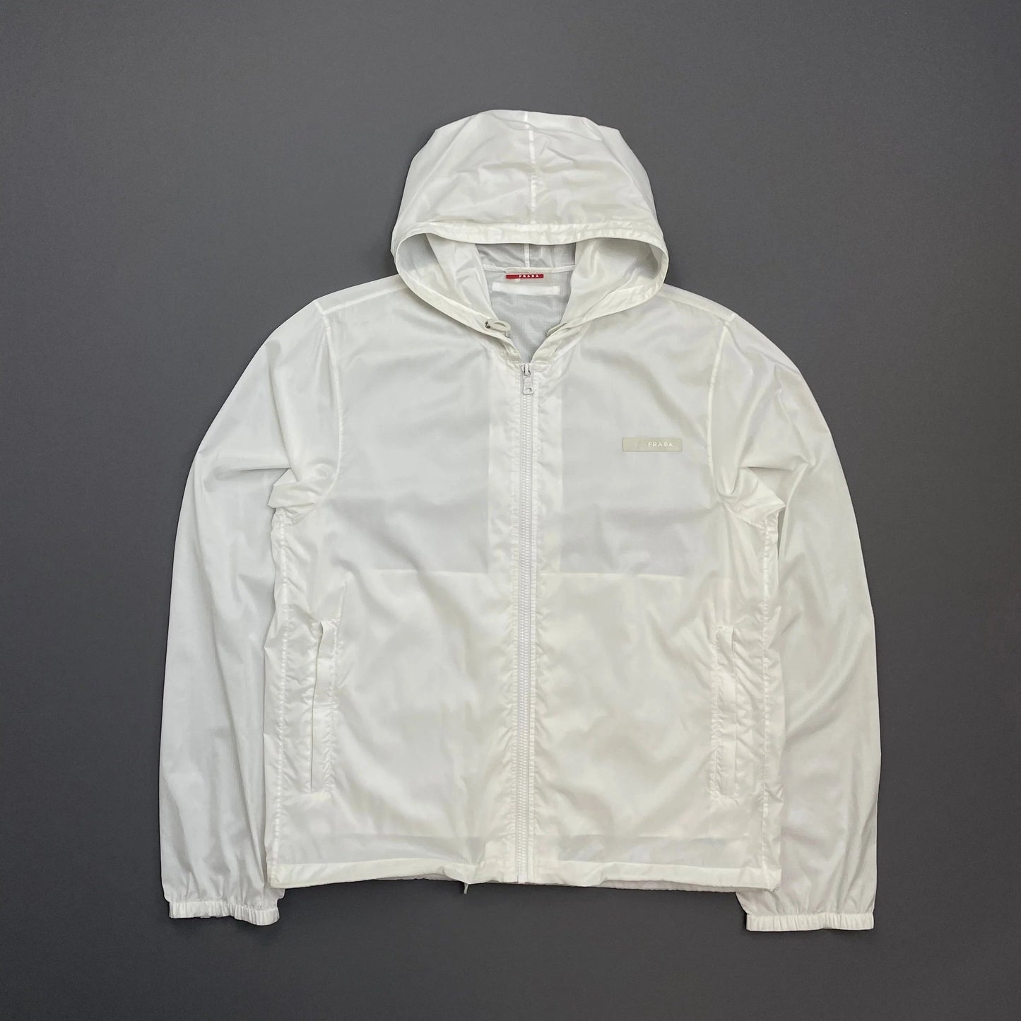 Prada Handbag Sport Lightweight Hooded Windbreaker Jacket Nylon White