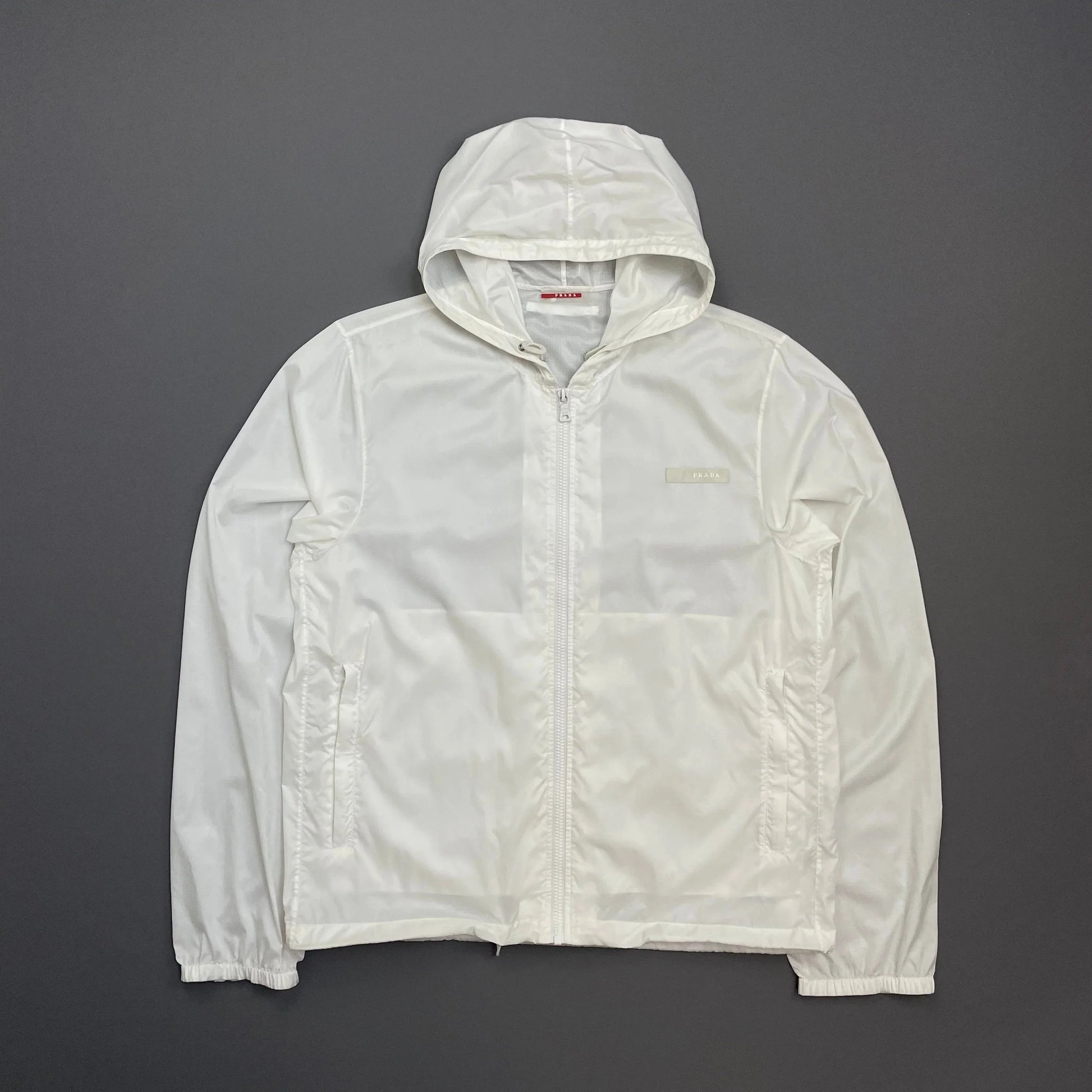 Prada Handbag Sport Lightweight Hooded Windbreaker Jacket Nylon White