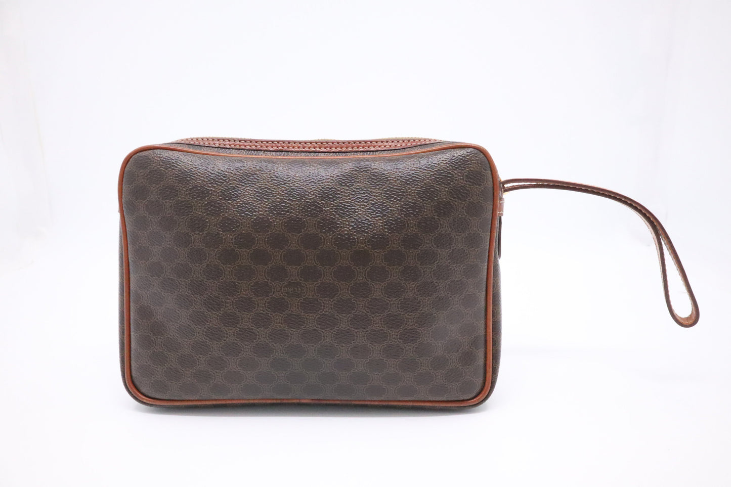 Celine Wrist Pouch In Macadam Handbag Canvas Brown Travel Bag