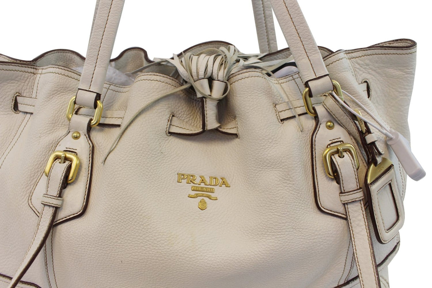Prada Milano Hobo Bag Leather White Shoulder Bag