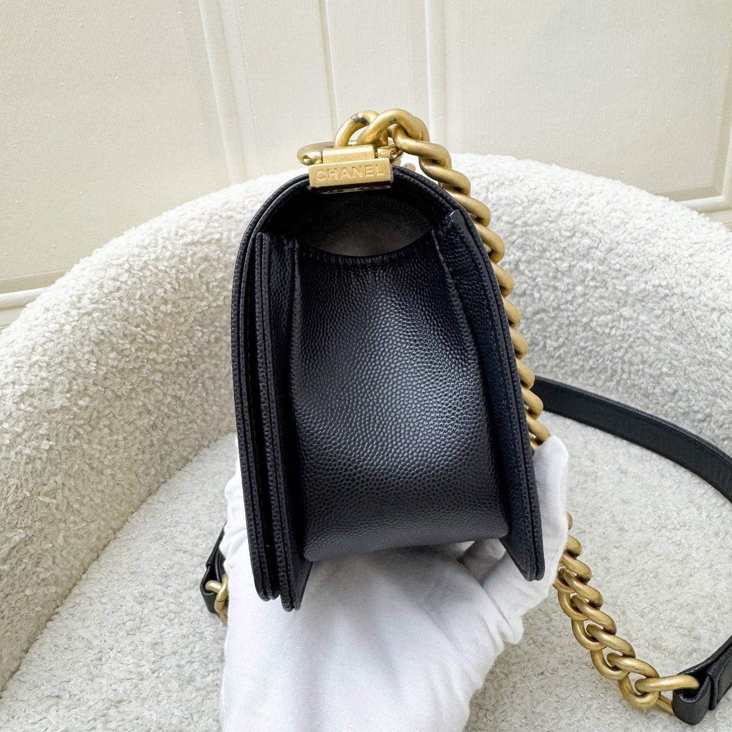 Chanel Small Boy Flap in Black Caviar and AGHW (Model: ) Accessory