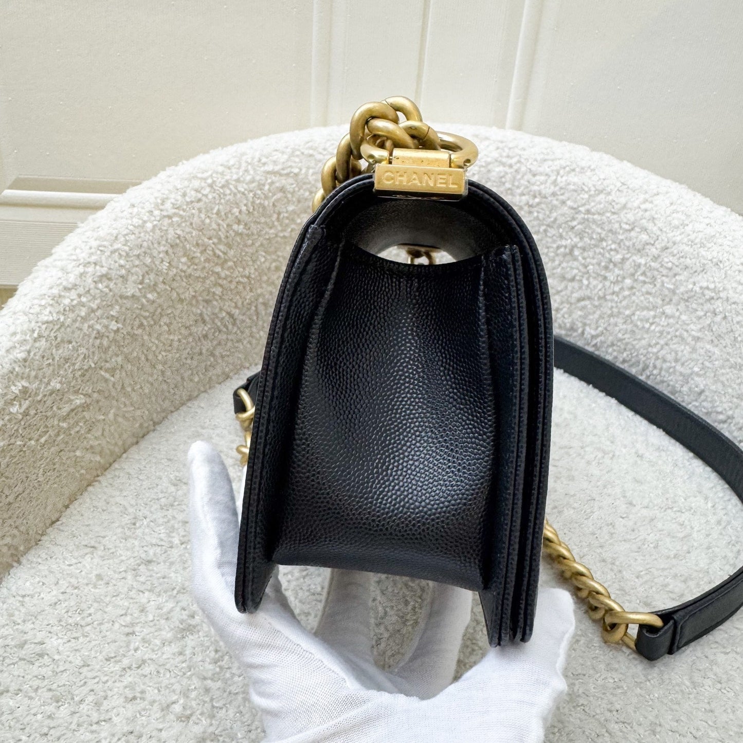 Chanel Small Boy Flap in Black Caviar and AGHW (Model: ) Accessory