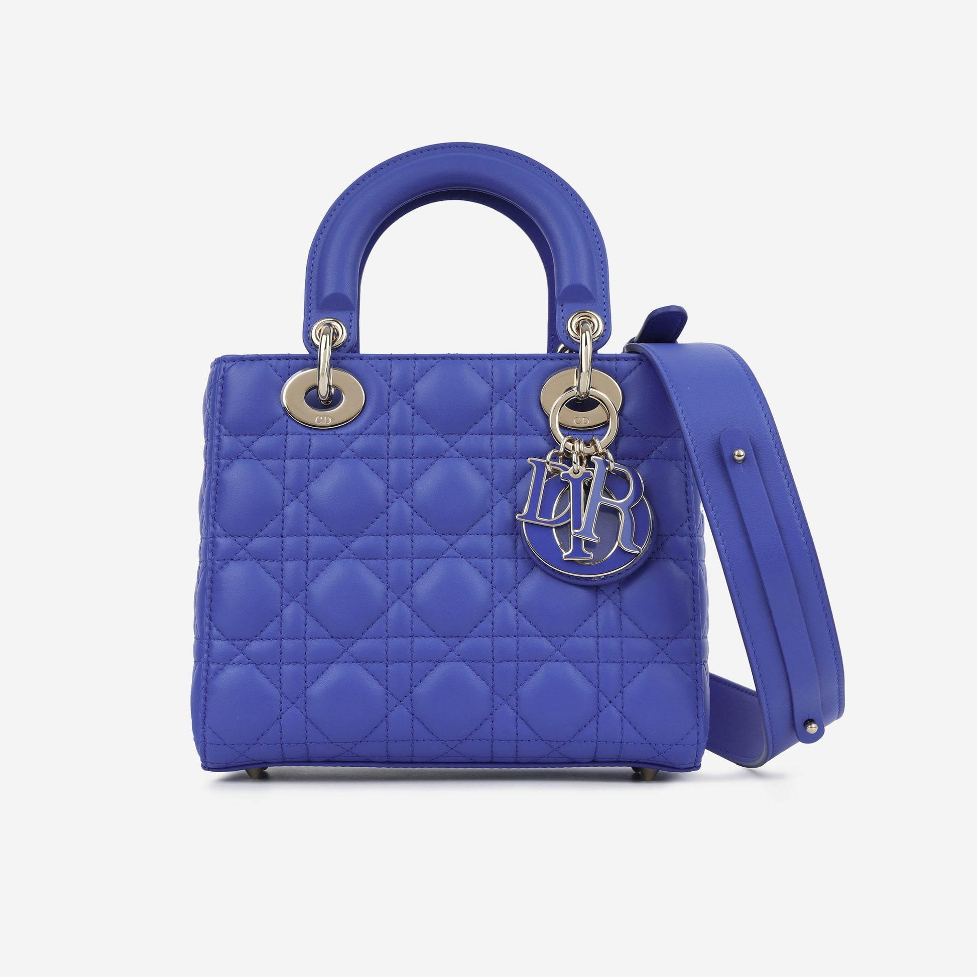 Dior Christian Lady Royal Tote Bag Blue Small