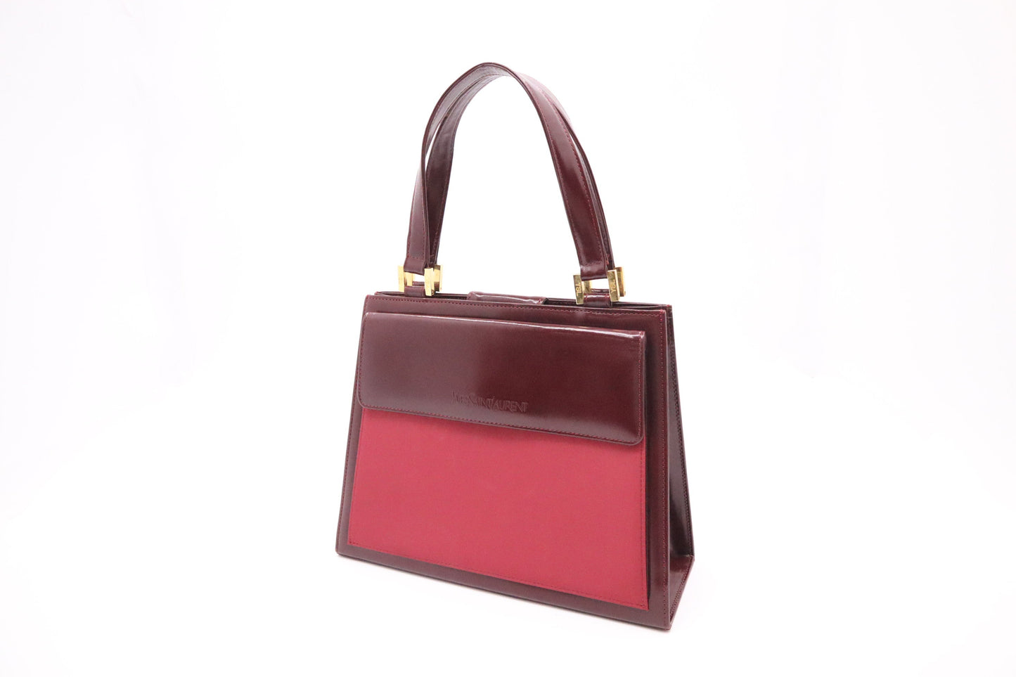 YSL Saint Laurent Handbag In Burgundy Leather Travel Bag