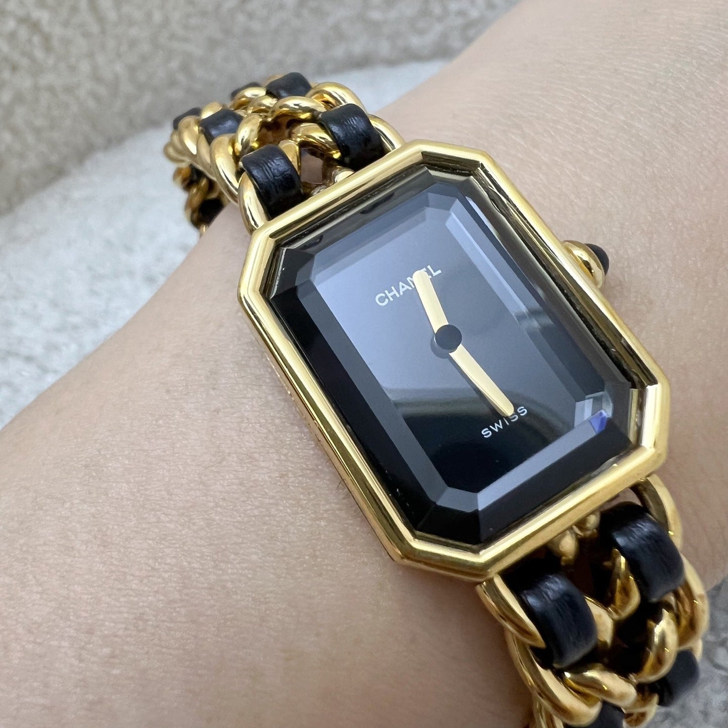 Premiere Watch in Gold Plated HW and Black Leather Size M Ghw Year