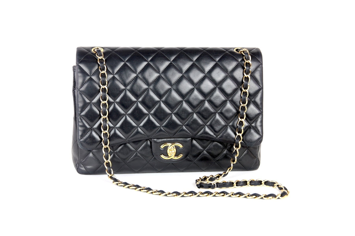 Chanel Classic Lambskin Double Flap Maxi Jumbo Gold Hardware Accessory