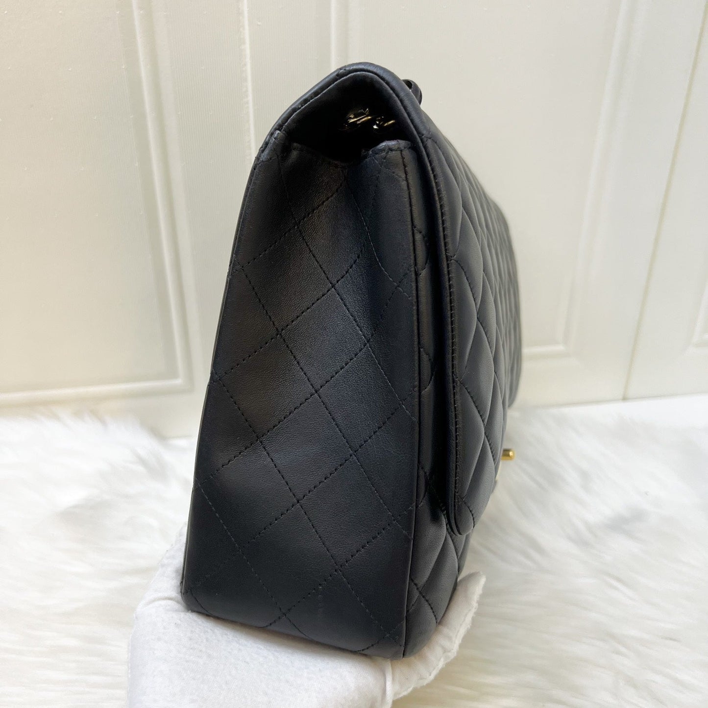 Chanel Maxi Classic Flap SF in Black Lambskin and GHW Accessory