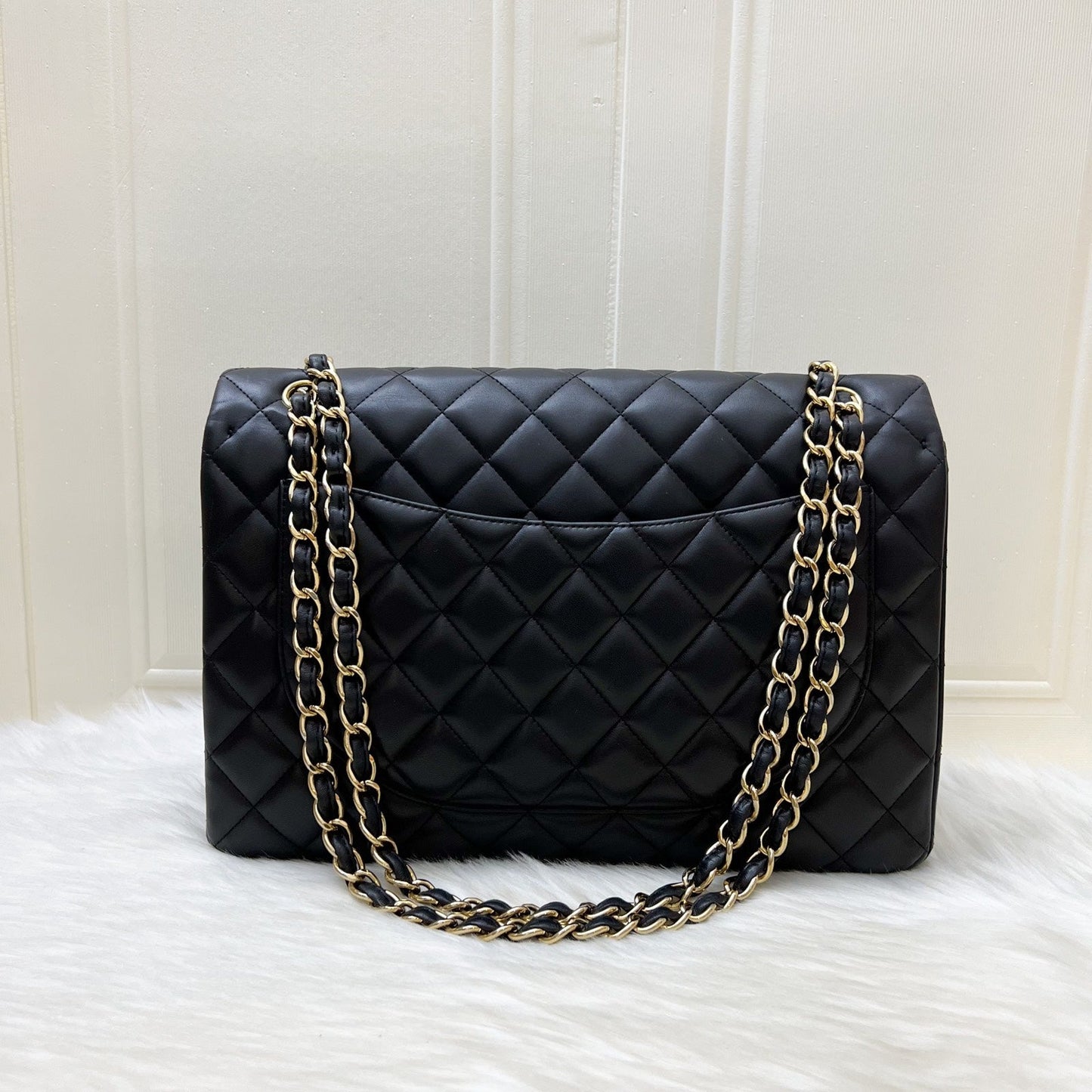 Chanel Maxi Classic Flap SF in Black Lambskin and GHW Accessory