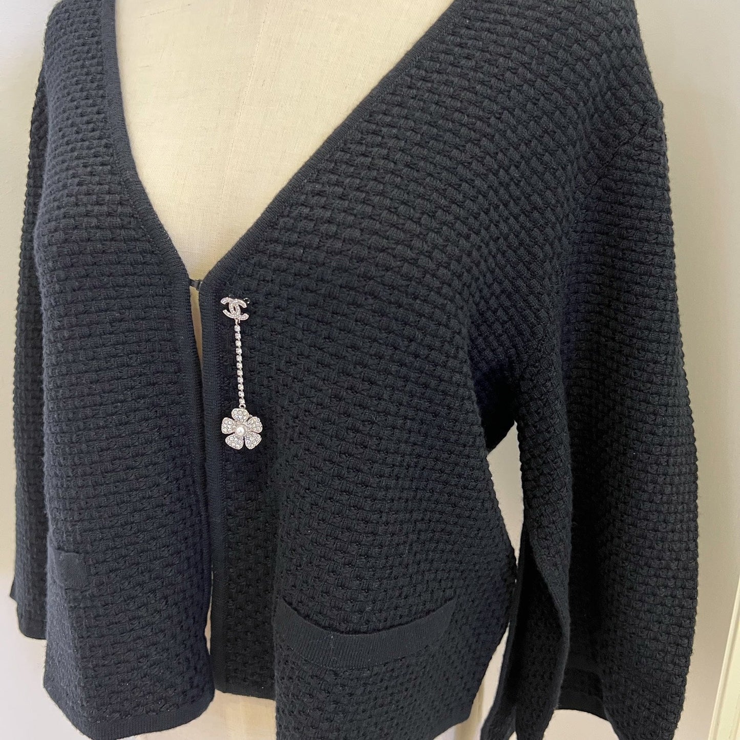 Chanel Cape Cardigan in Black Viscose and Cashmere Sz 38 (Model: ) Apparel