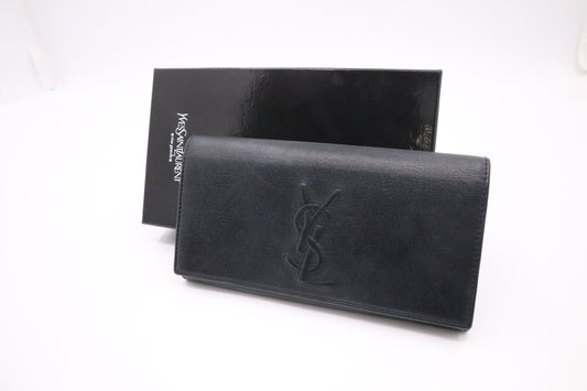 YSL Saint Laurent Long Wallet In Travel Bag Leather Black