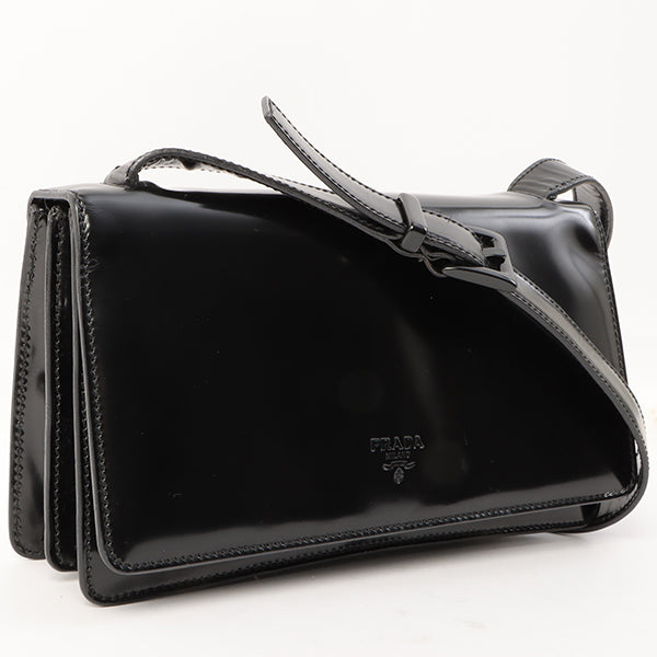 Prada Shoulder Bag Patent Black Logo