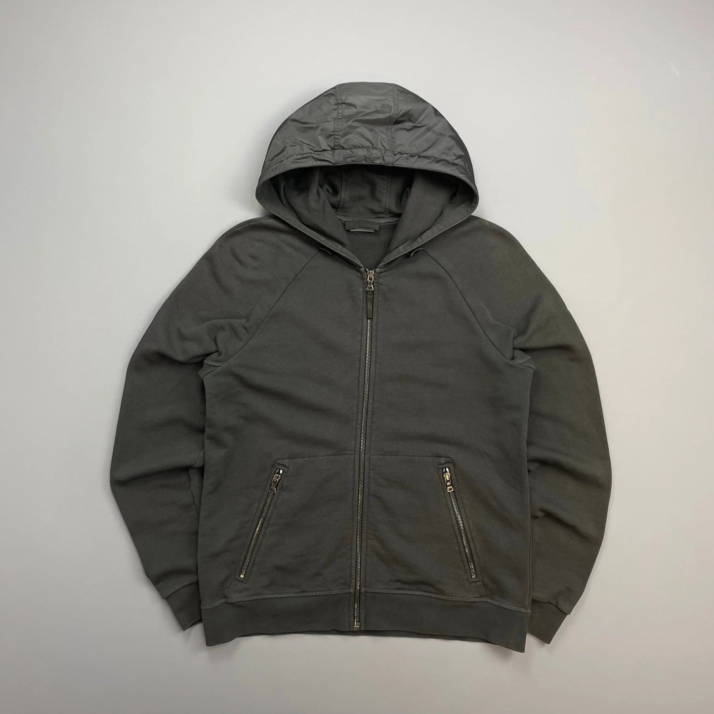 Prada Handbag Sport Khaki Grey Hood -Through Hoodie Nylon Gray Zip