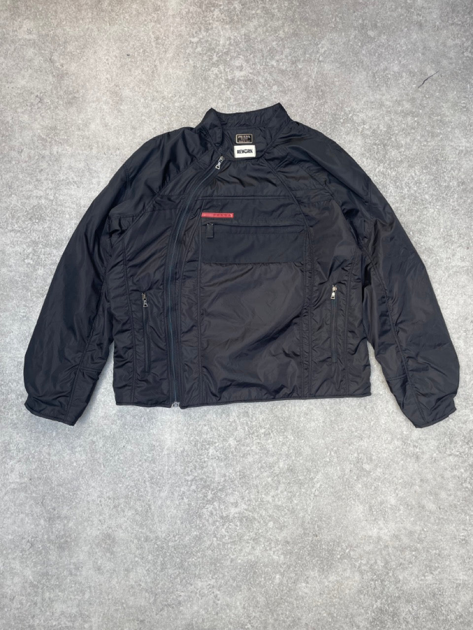 Prada Handbag VT Rework : Asymetric Reworked Techincal Jacket Black Large Zip