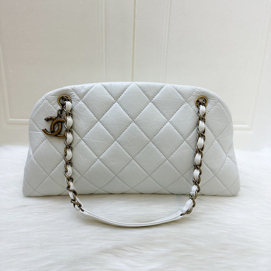 Chanel Just Mademoiselle Bowling in White Calfskin and AGHW Accessory