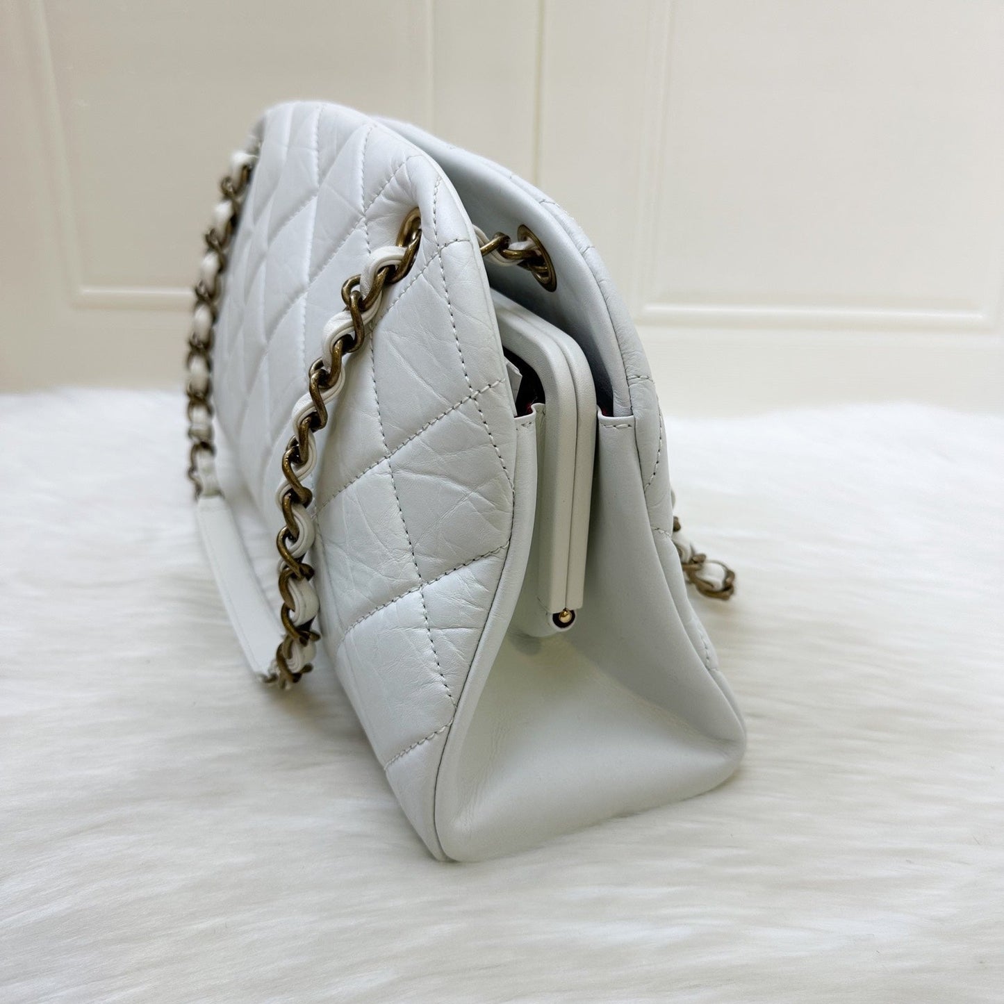 Chanel Just Mademoiselle Bowling in White Calfskin and AGHW Accessory