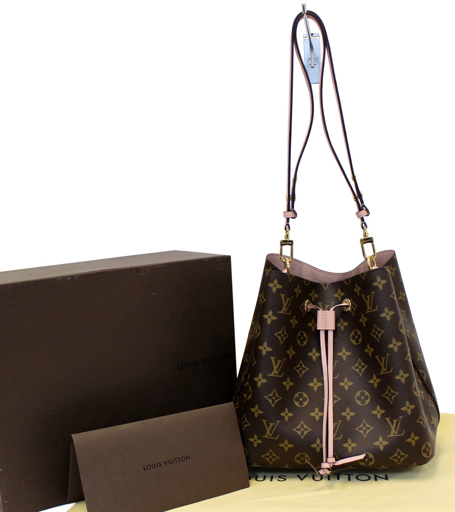 Louis Neonoe Shoulder Bag Rose Ballerine Canvas Monogram