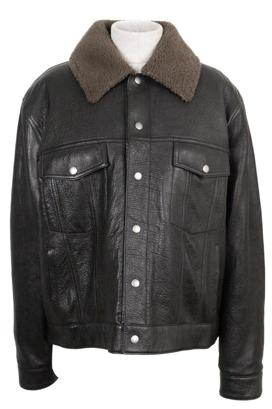 YSL Saint Laurent Jacket Shearling Leather Black Handbag