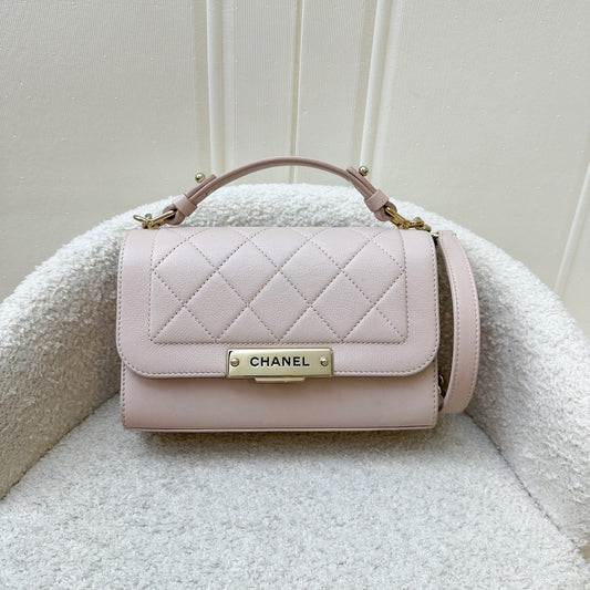 Chanel Click Label Shoulder Bag in Light Pink Calfskin and LGHW