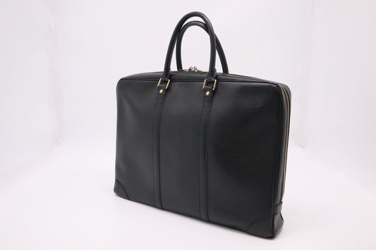 Louis Vuitton Porte Documents Voyage Business Black Leather Epi Handbag
