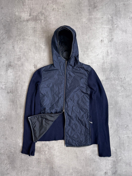 Prada Handbag Hybrid Knit Hoodie Navy Small