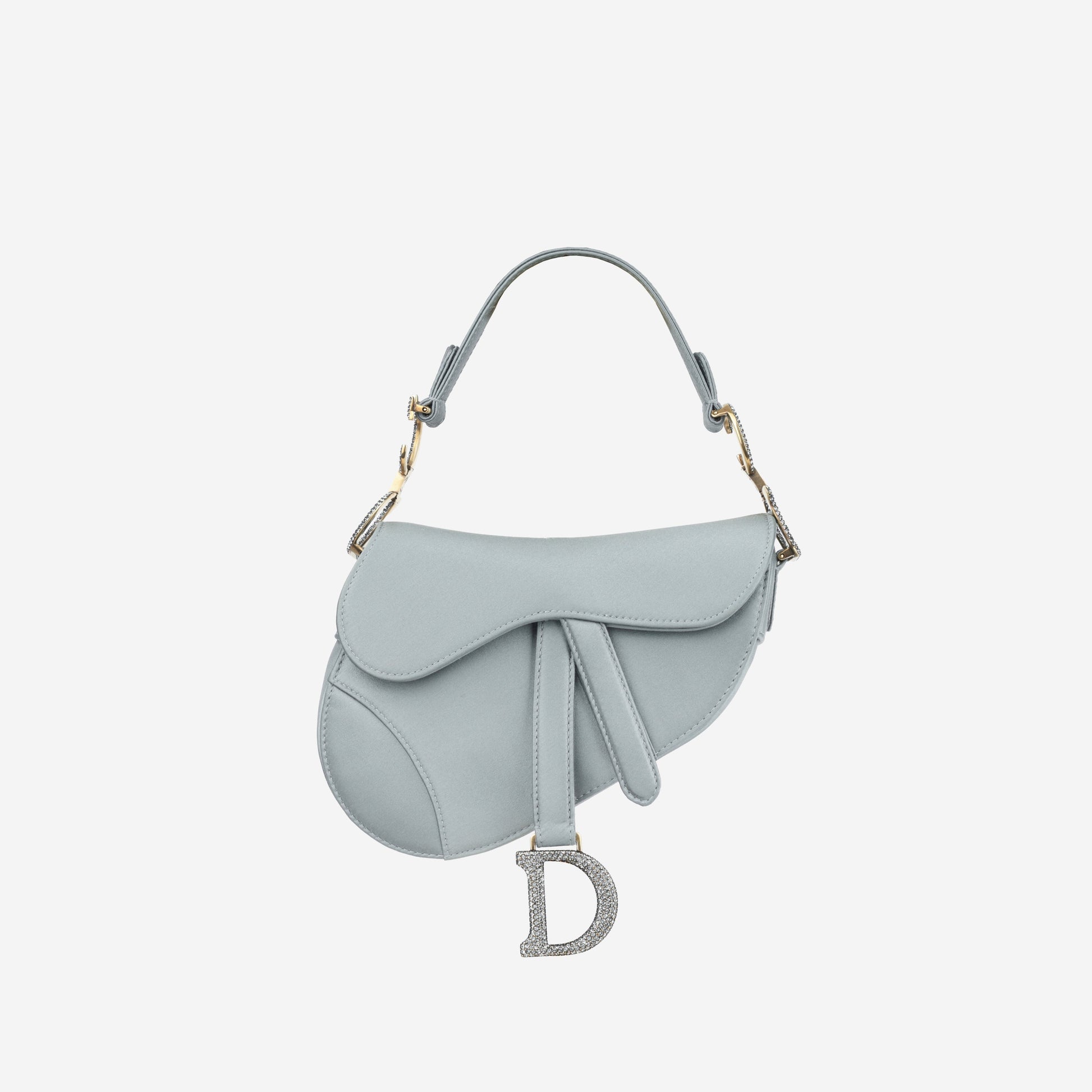 Dior Christian Saddle Bag Mini Shoulder Bag Sage Satin Ghw