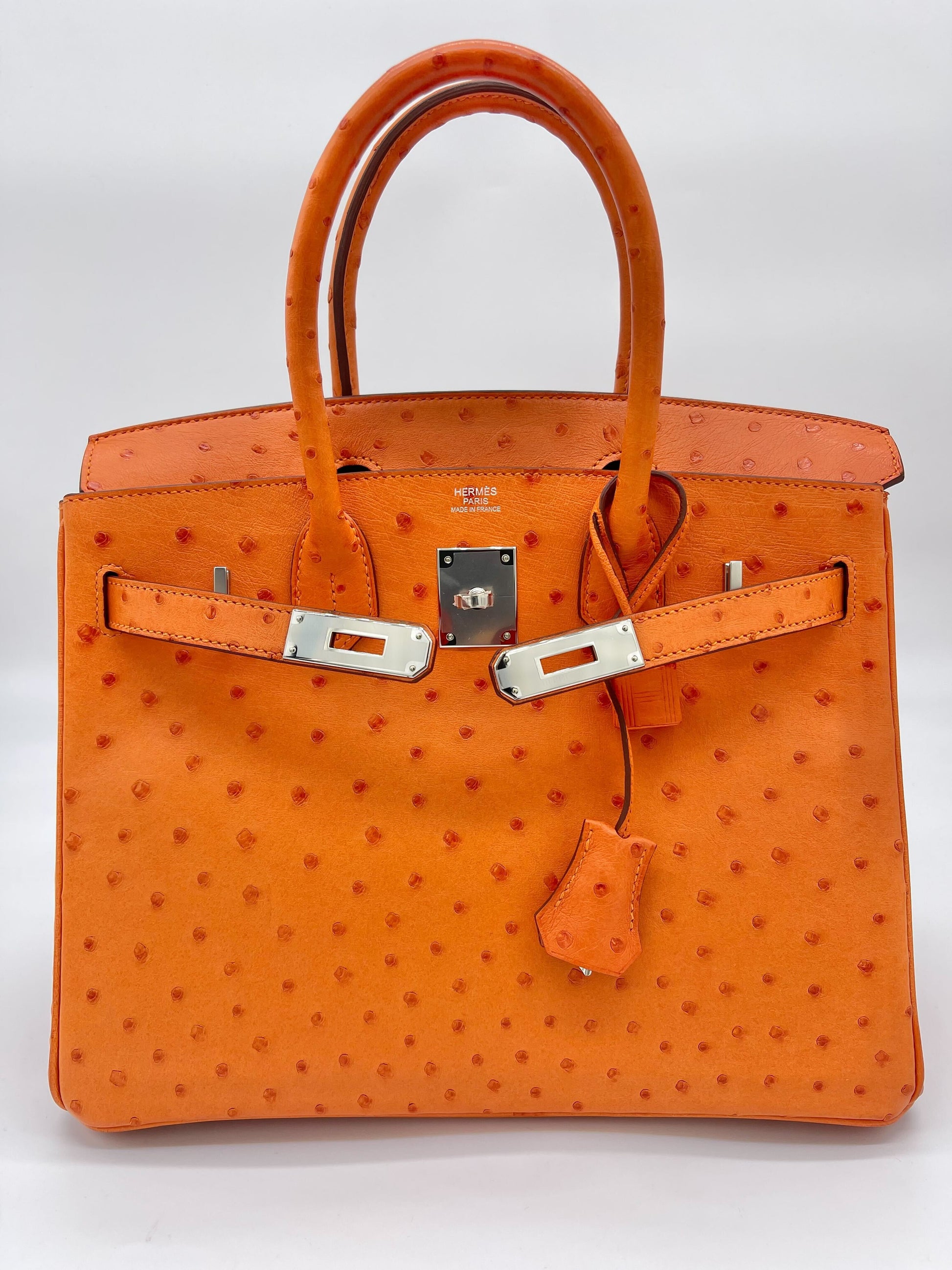 Gucci Hermes Birkin Ostrich 5K Tangerine Palladium Hardware Handbag Travel Bag