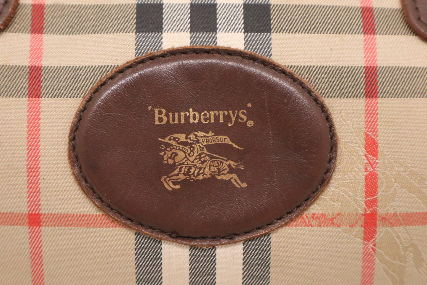 Burberry Boston Bag In Checked Canvas Brown Travel Bag