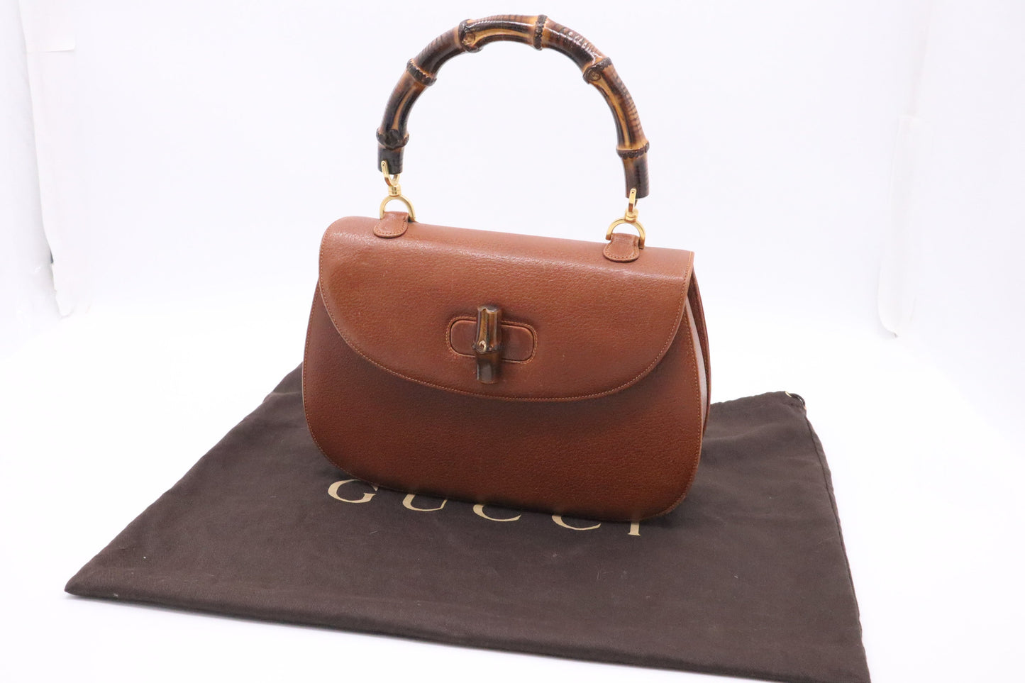 Gucci Bamboo Leather Tan Large Top Handle Handbag