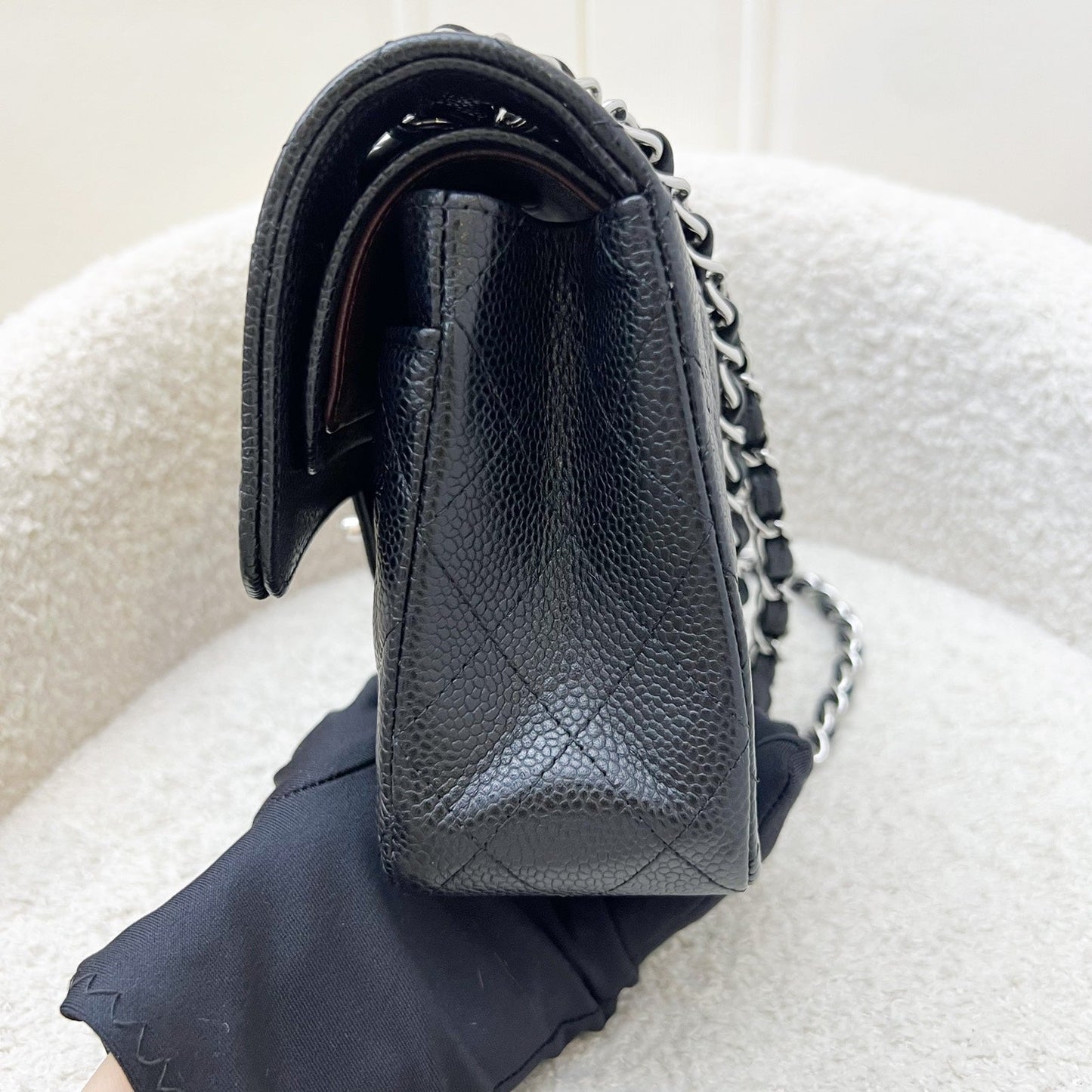 Chanel Small Classic Flap CF in Black Caviar and SHW Accessory