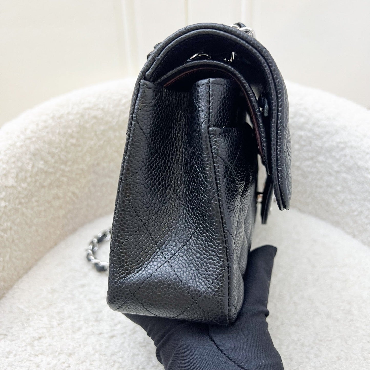 Chanel Small Classic Flap CF in Black Caviar and SHW Accessory