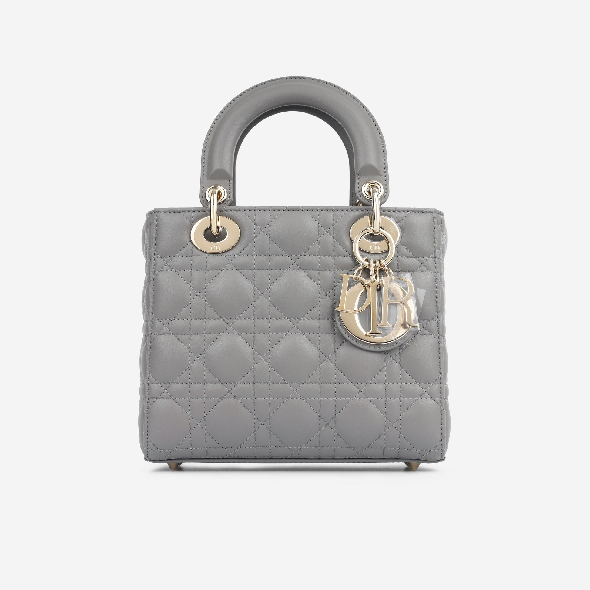 Dior Christian Lady Grey Tote Bag Gray Small