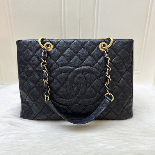 Grand Shopping Tote GST in Black Caviar and GHW Refined