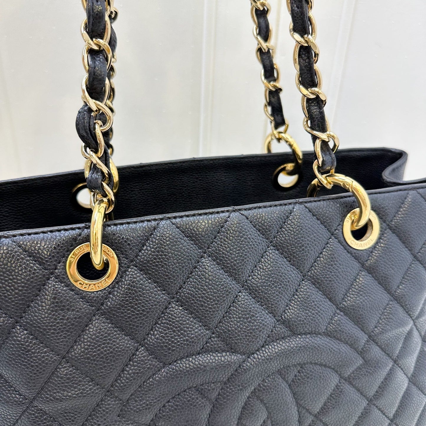 Grand Shopping Tote GST in Black Caviar and GHW Refined