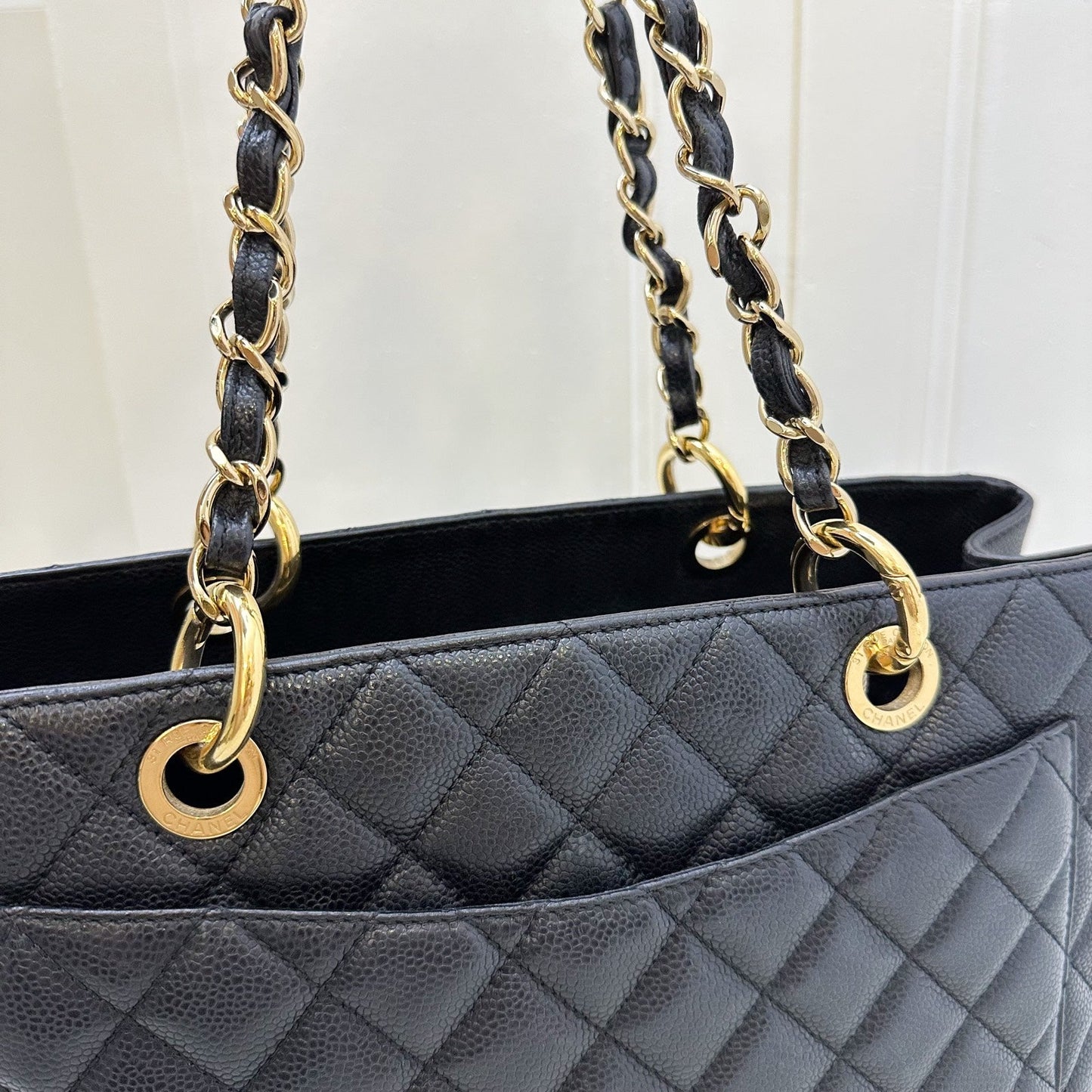Grand Shopping Tote GST in Black Caviar and GHW Refined