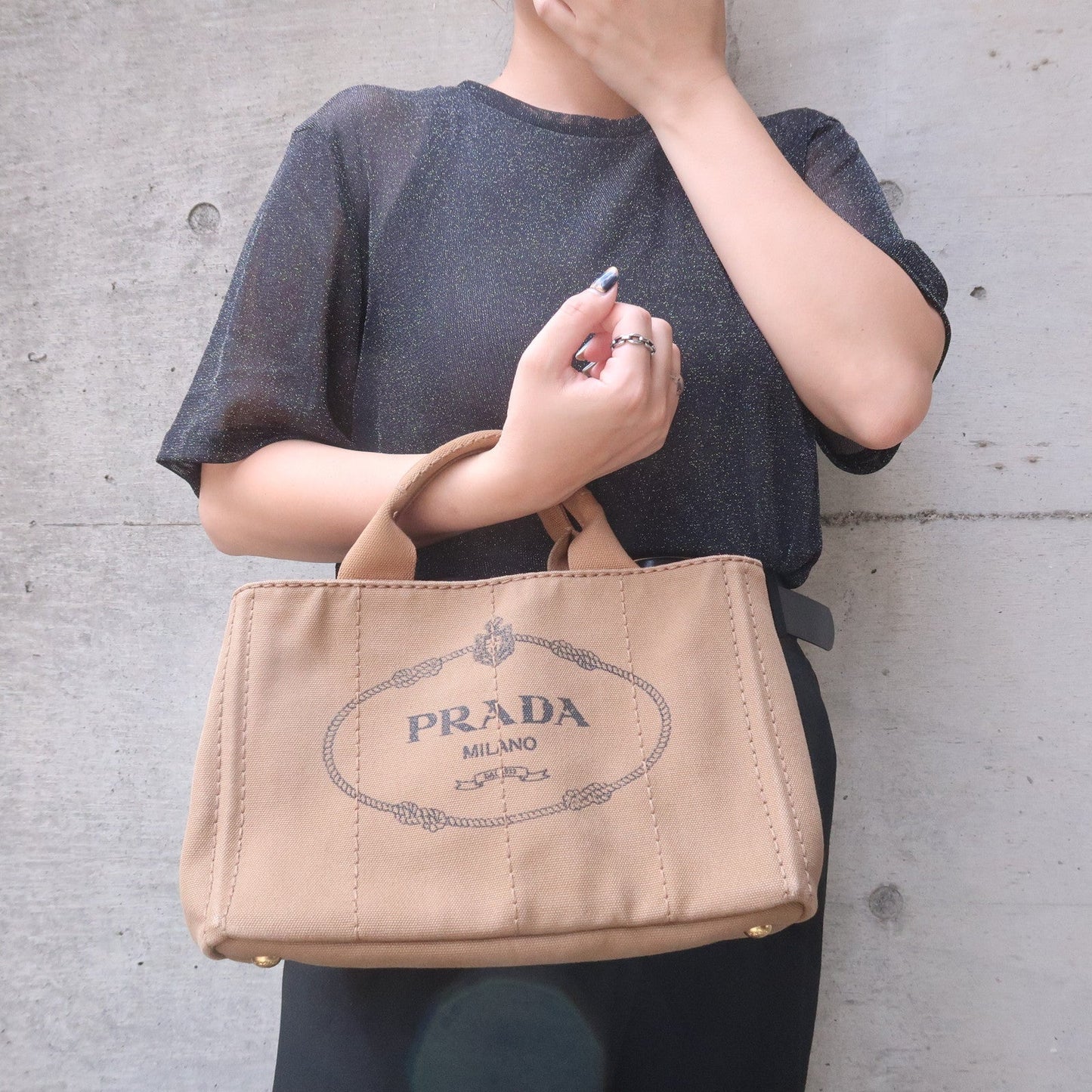 Prada Prada Canapa Mini Canvas 2Way Bag Shoulder Bag B2439G 36857 2